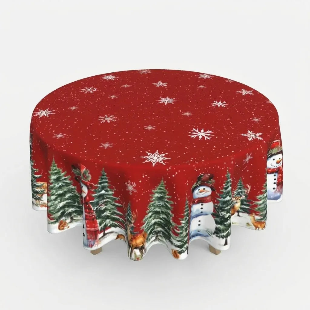 Nappe Ronde de Noël Rouge Unique