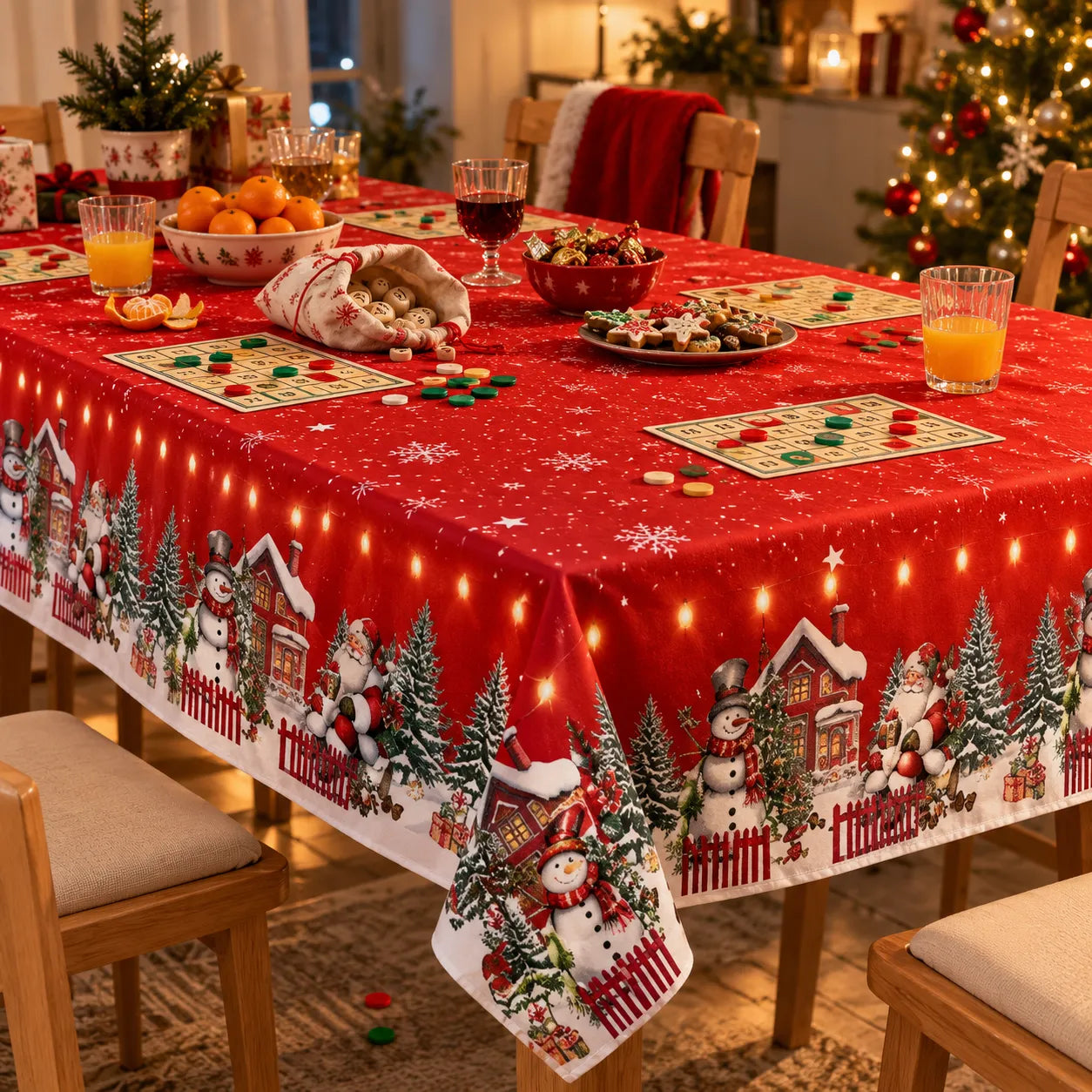 Nappe Rouge Village de Noël Chaleureuse