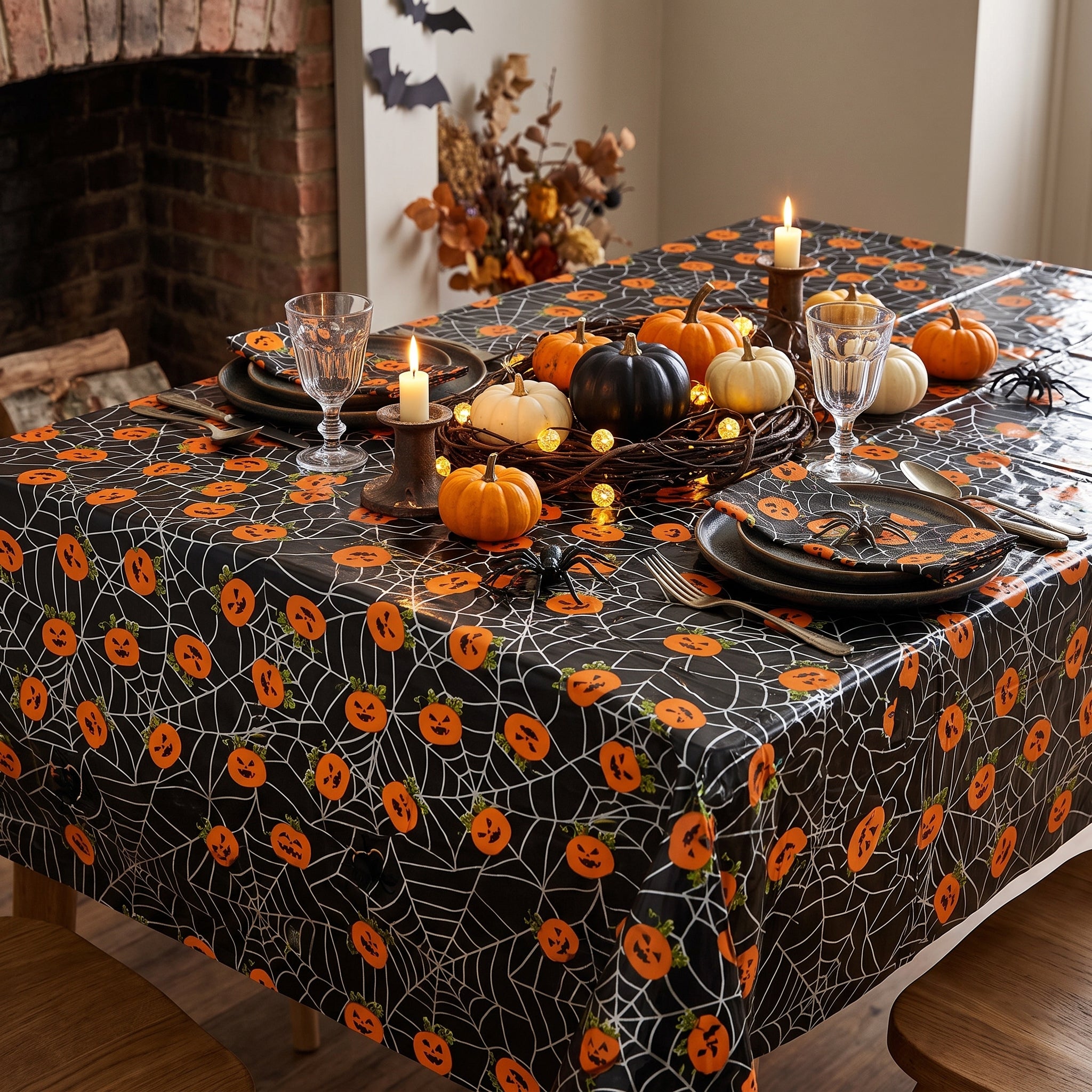 Nappe Toile à Citrouilles d'Halloween