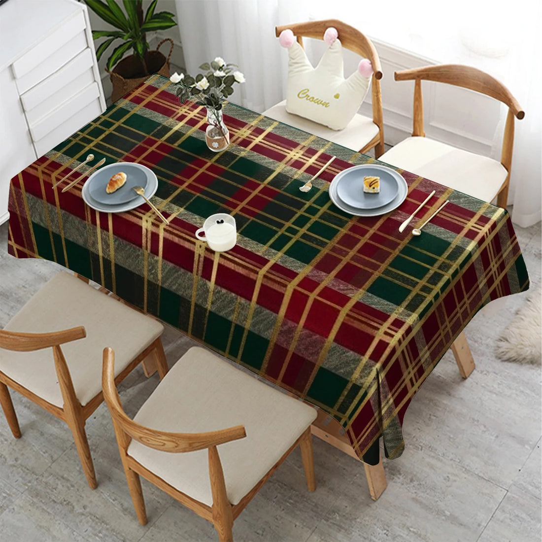 Nappe de Noël Traditionnelle à Carreaux