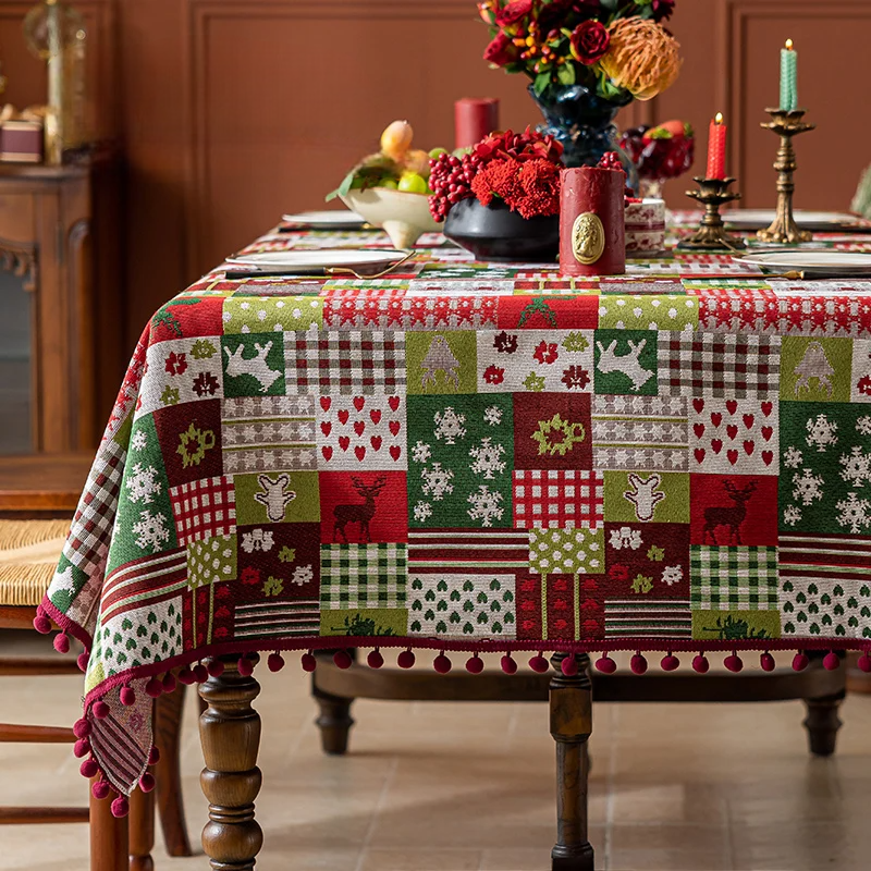 Nappe de Noël en Lin Patchwork