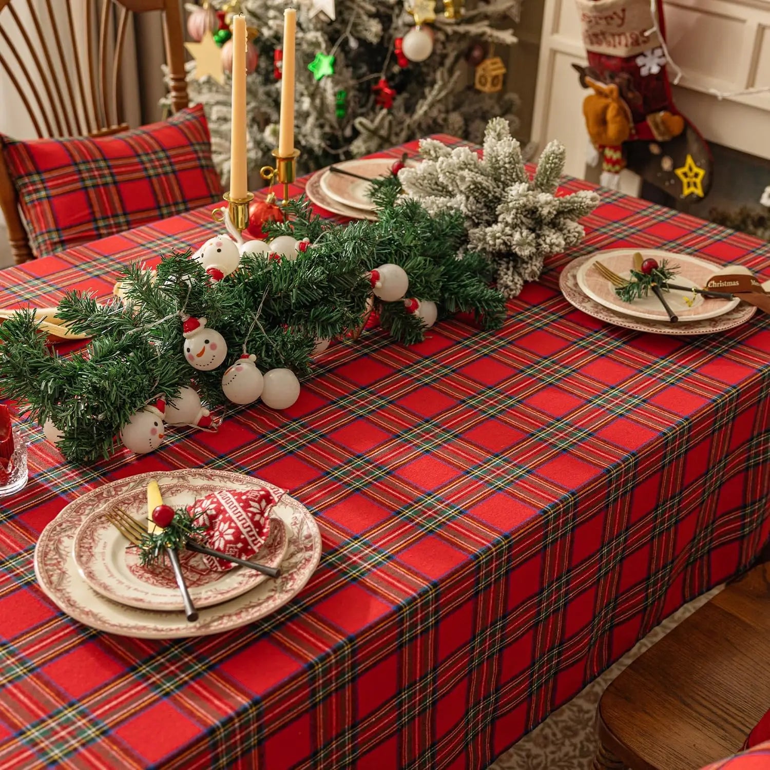 Nappe de Table à Carreaux de Noël Original