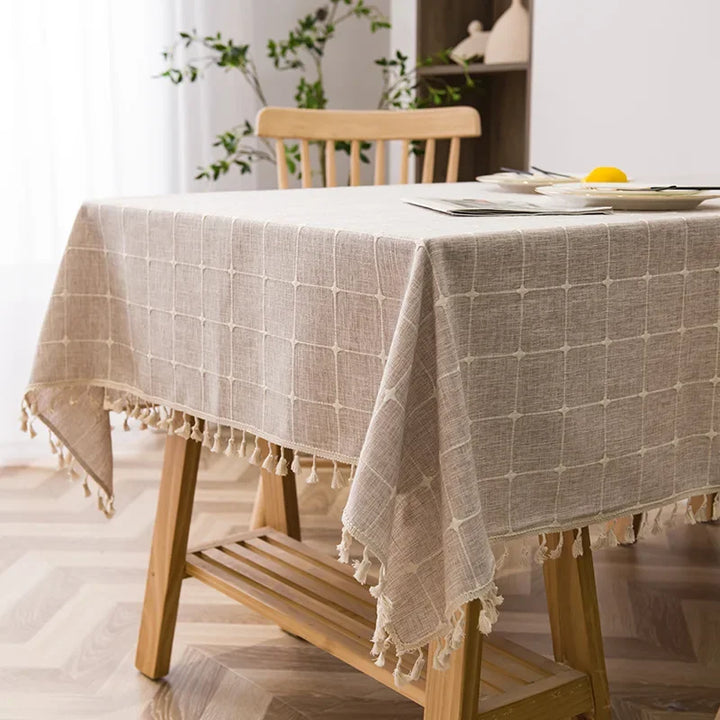 Nappe de Table Carreaux en Lin