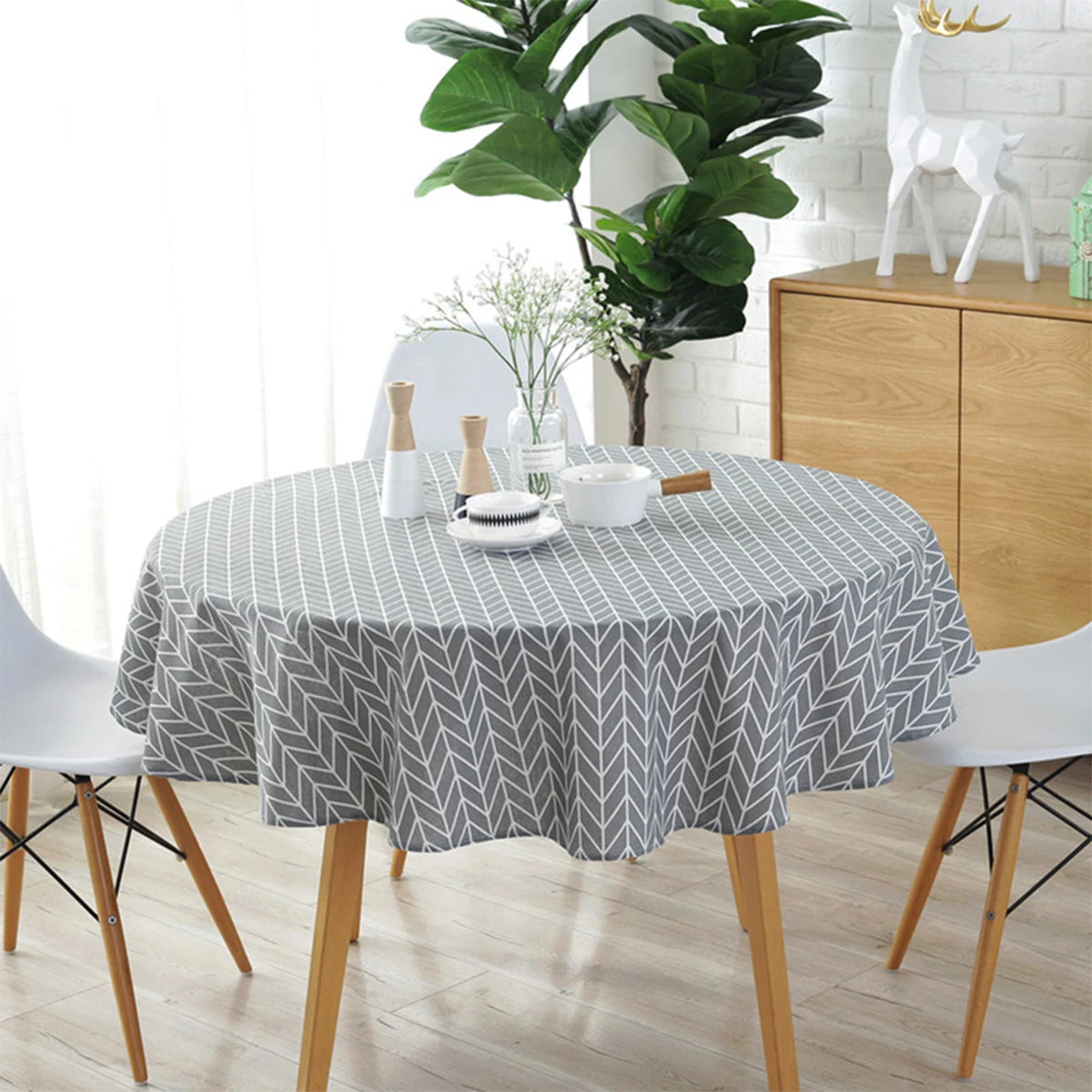 Nappe de Table Gris Ronde Design