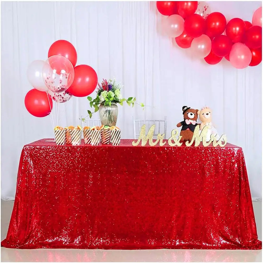 Nappe de Table Rouge à Paillettes