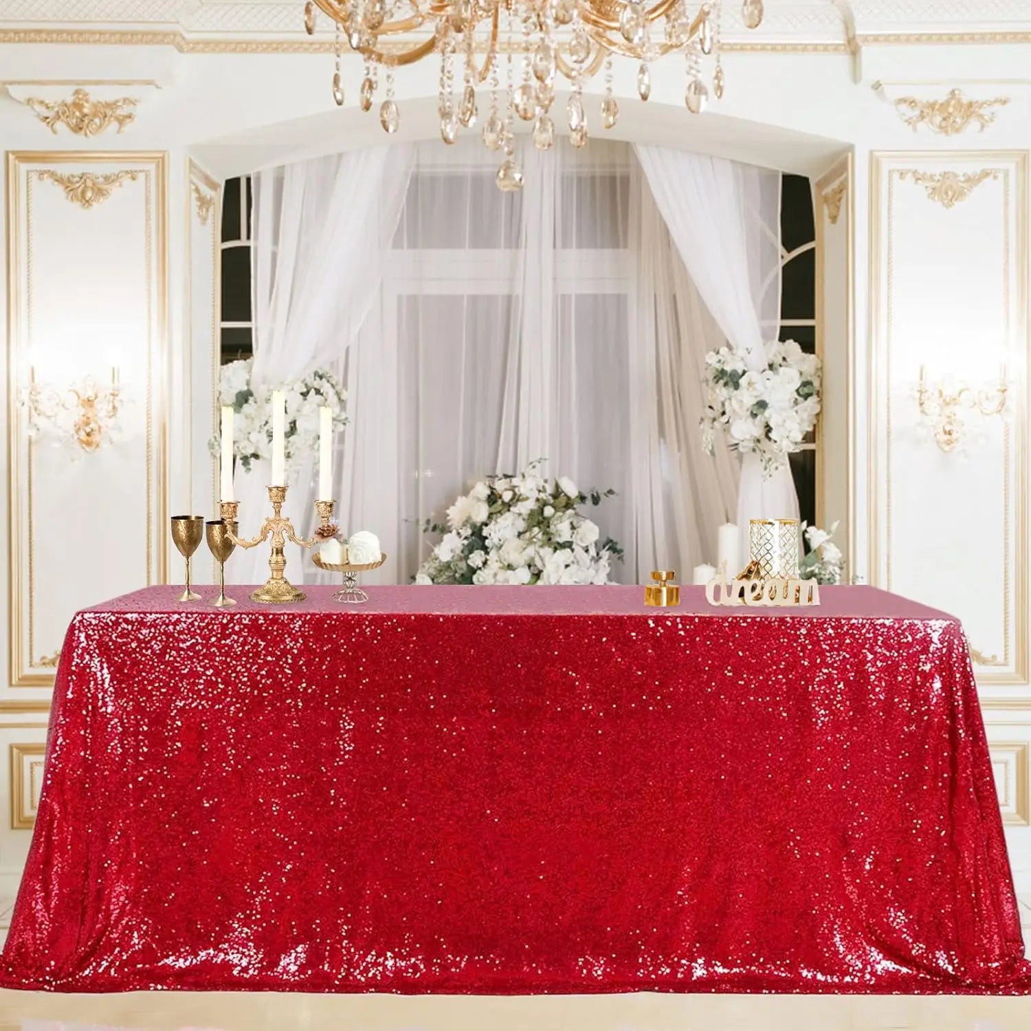 Nappe de Table Rouge à Paillettes chic