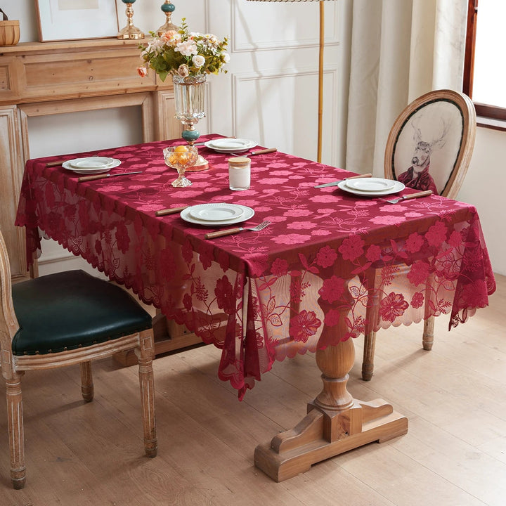 Nappe de Table Saint-Valentin Rouge Florale