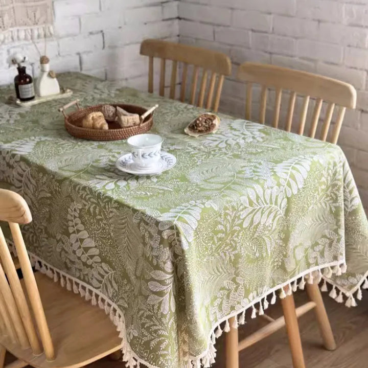Nappe de Table Verte à Motif Feuilles