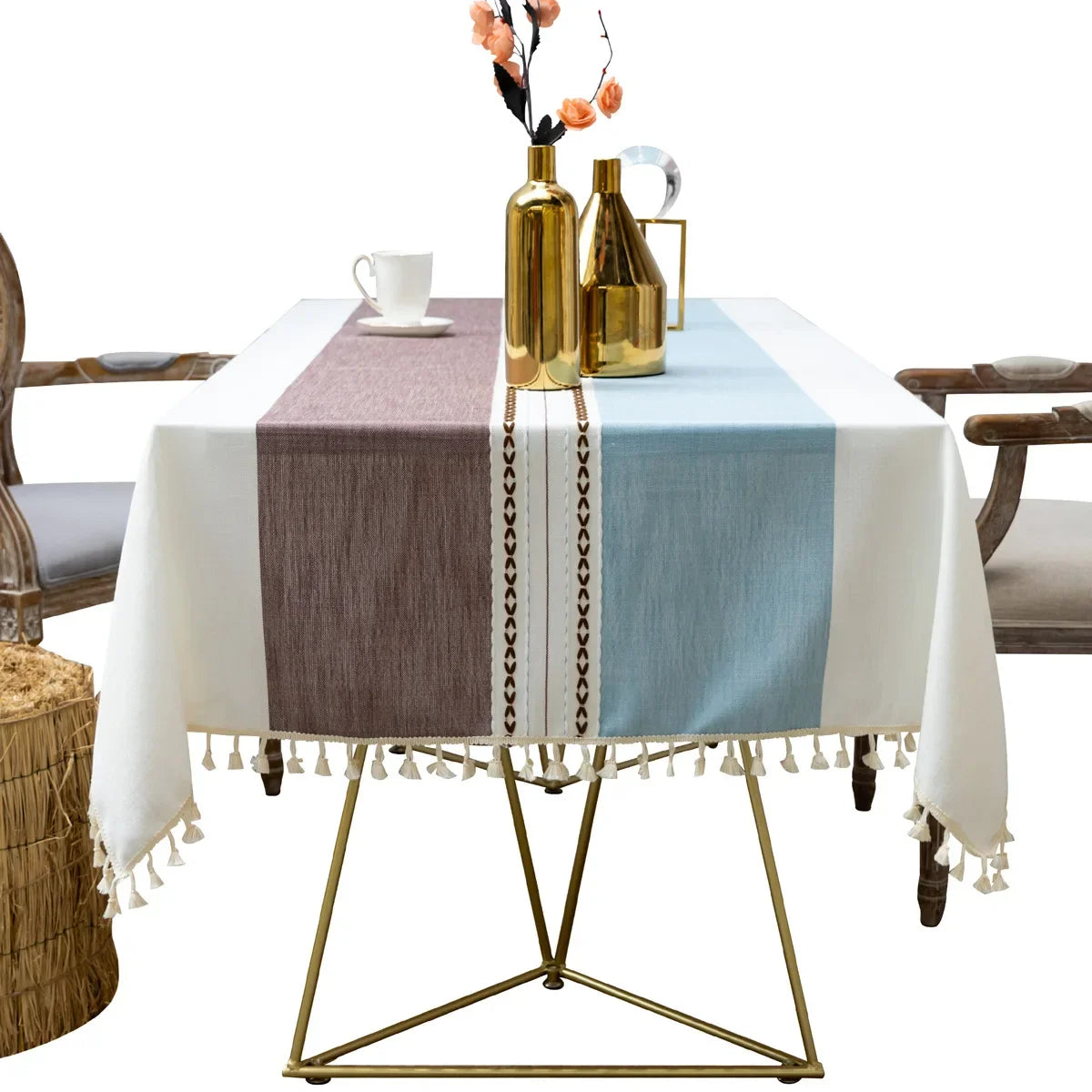 Nappe de Table en Lin Design  Marron