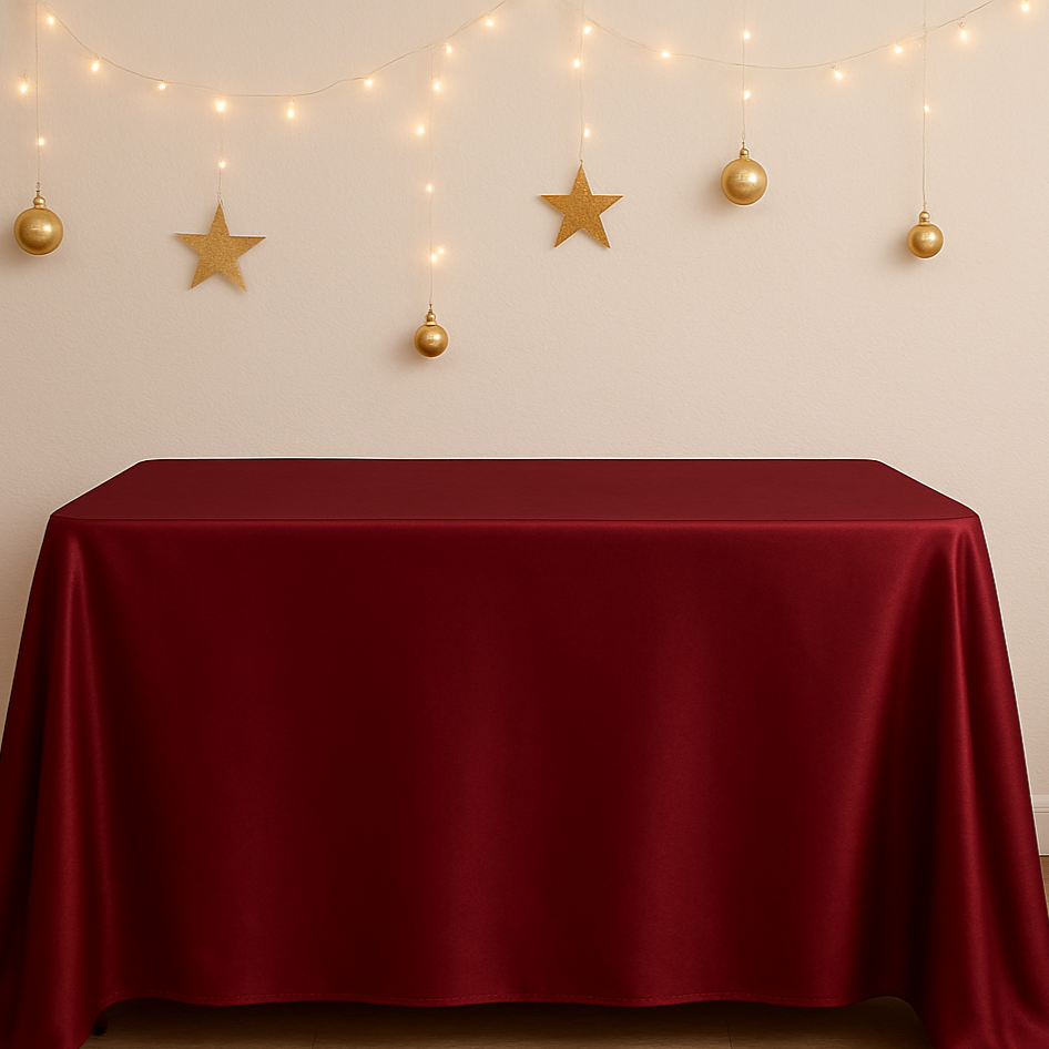 Nappe de Table en Satin Bordeaux