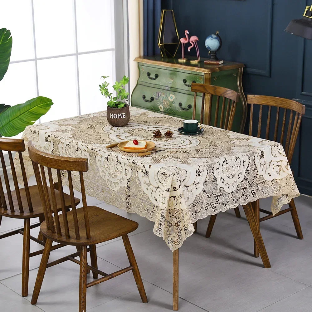 Nappe en Dentelle Beige Mariage Unique