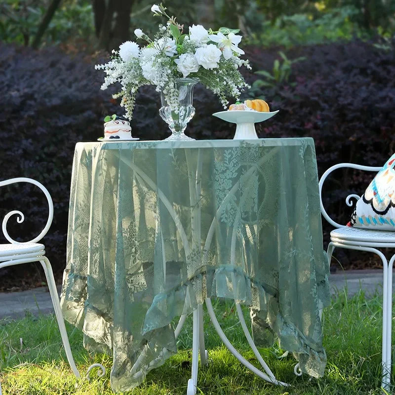Nappe en Dentelle Verte Elégante Mariage Unique