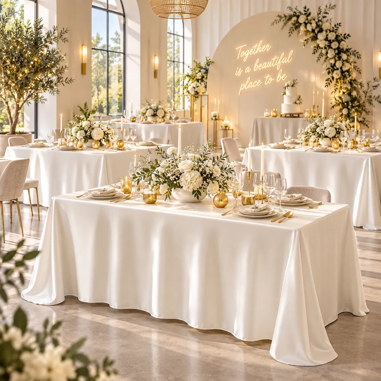 Nappe en Satin Blanc Belle