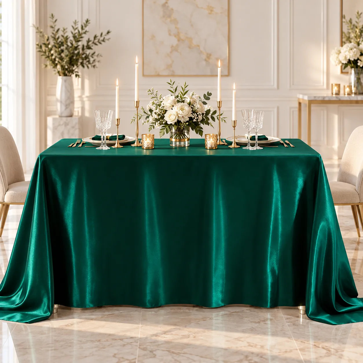 Nappe Élégante en Satin Vert