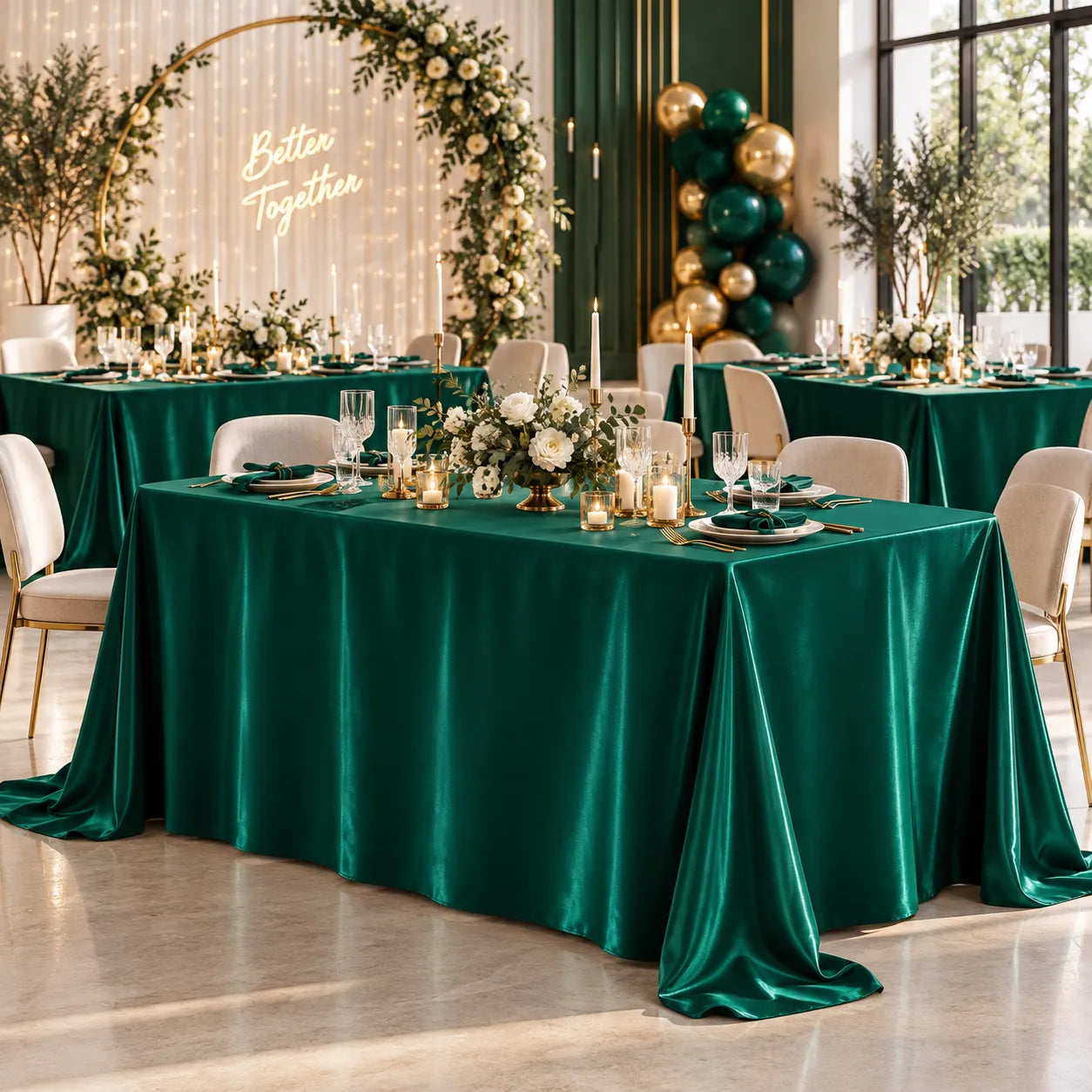 Nappe Élégante en Satin Vert Classe