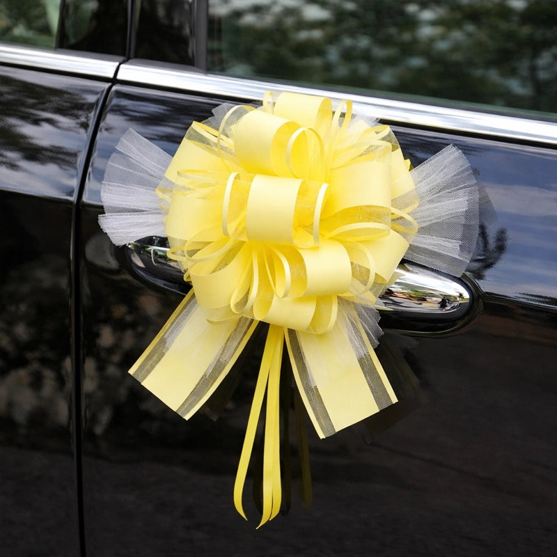 Noeud Déco Voiture Mariage Jaune
