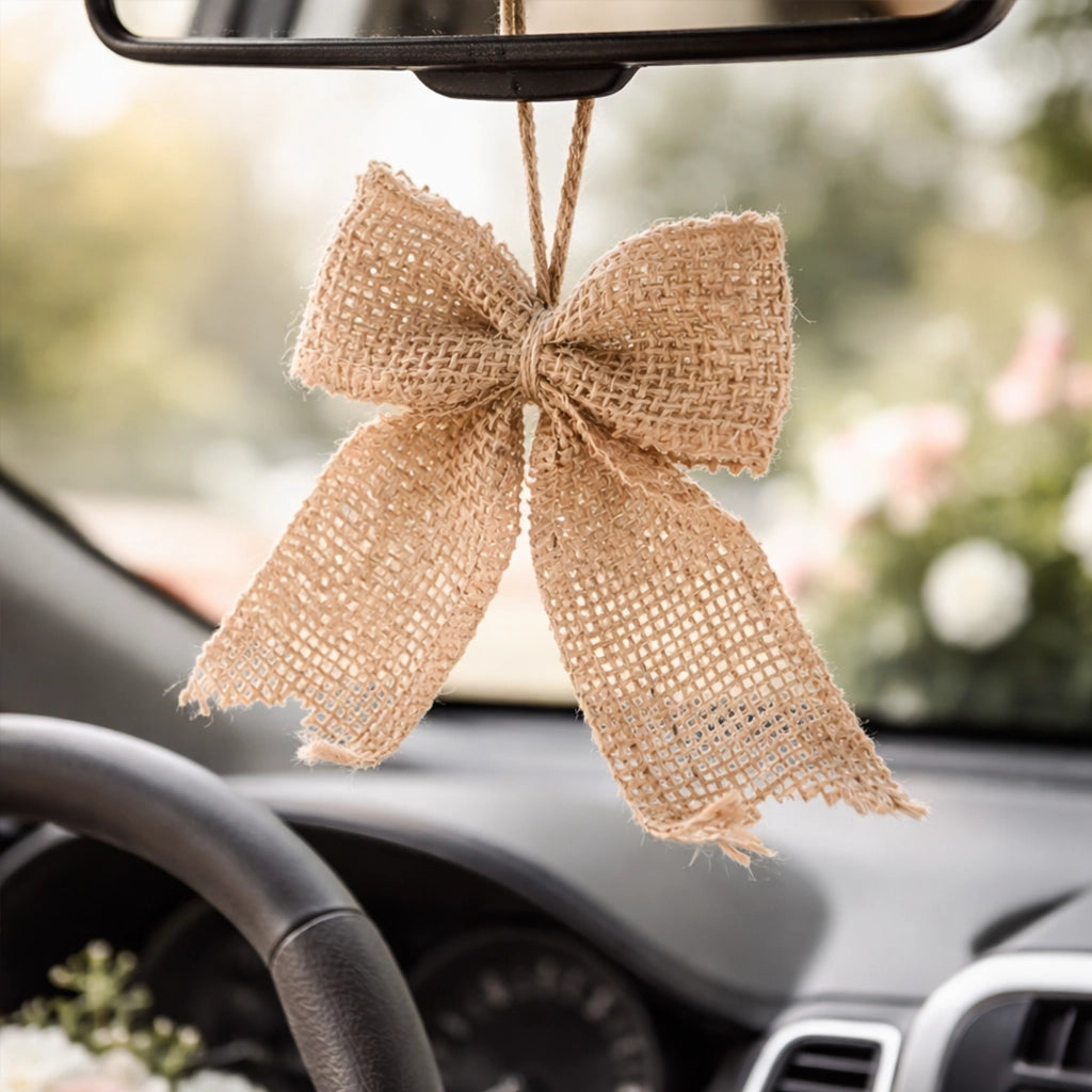 Noeud pour Voiture Mariage Minimaliste en Jute