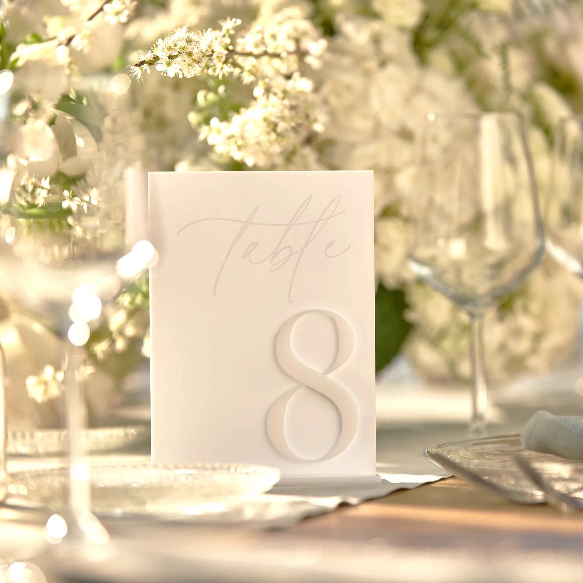 Numéro de Table Acrylique 3D Blanc Epuré Design