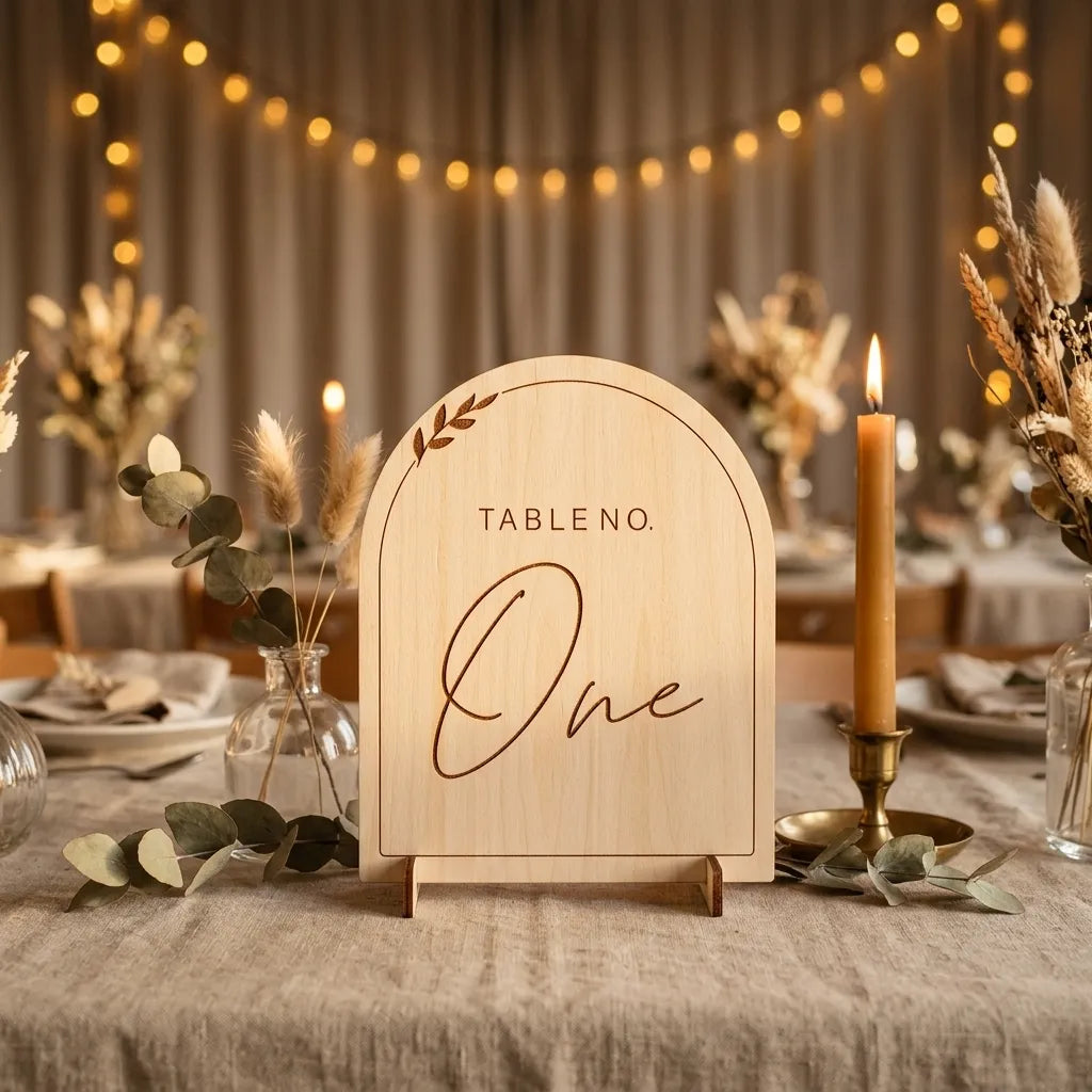 Numéro de Table Arc en Bois Minimaliste