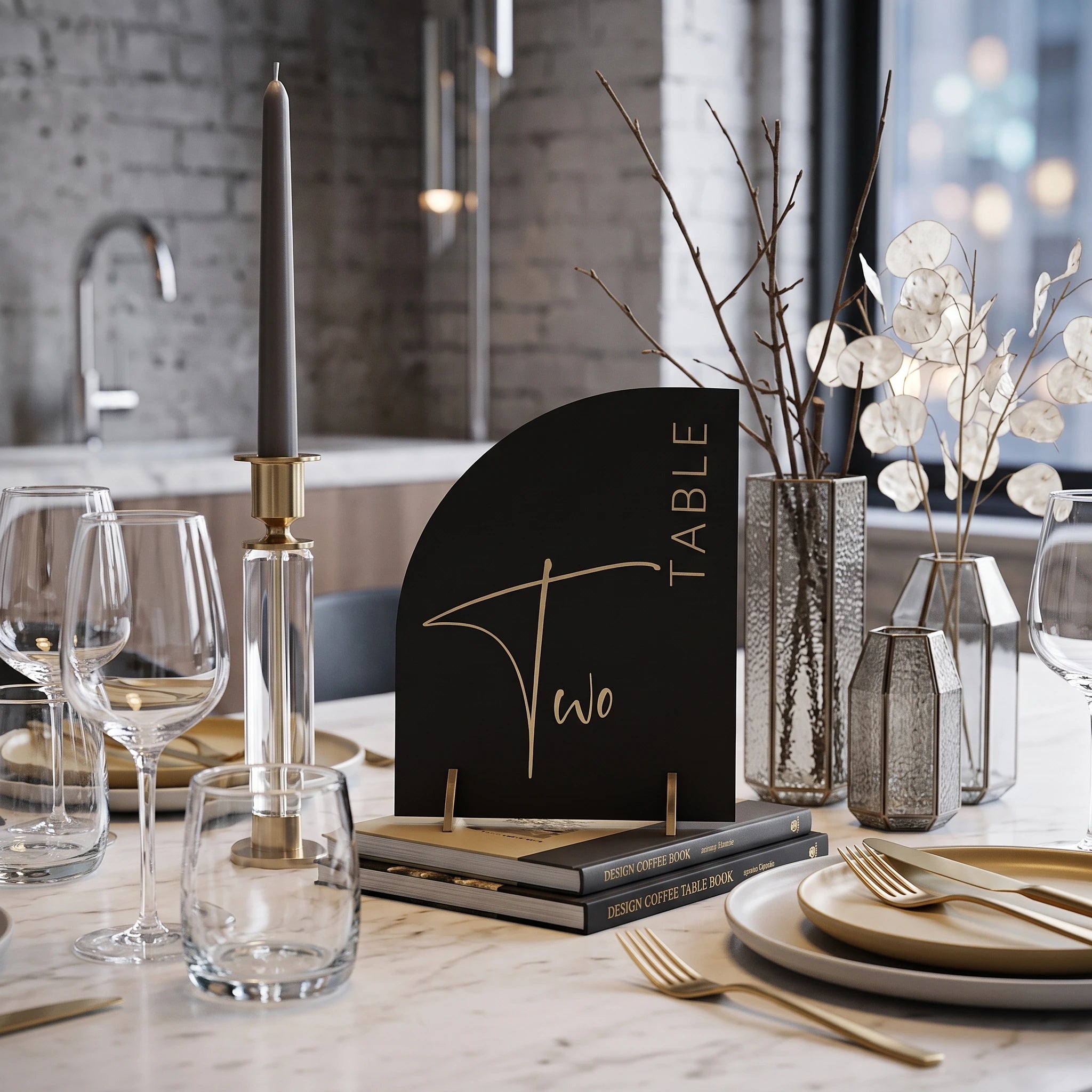 Numéro de Table Demi-Arc elegant