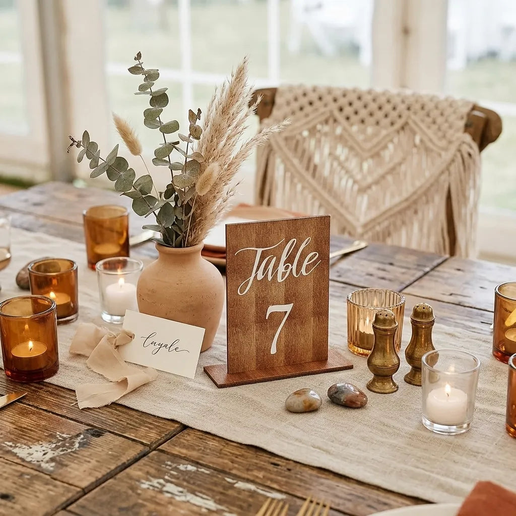 Numéro de Table Mariage Bois Minimaliste