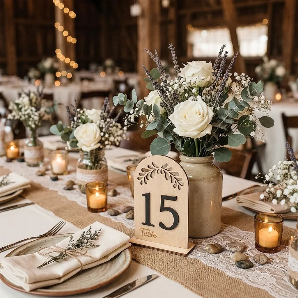 Numéro de Table Mariage Champêtre Unique