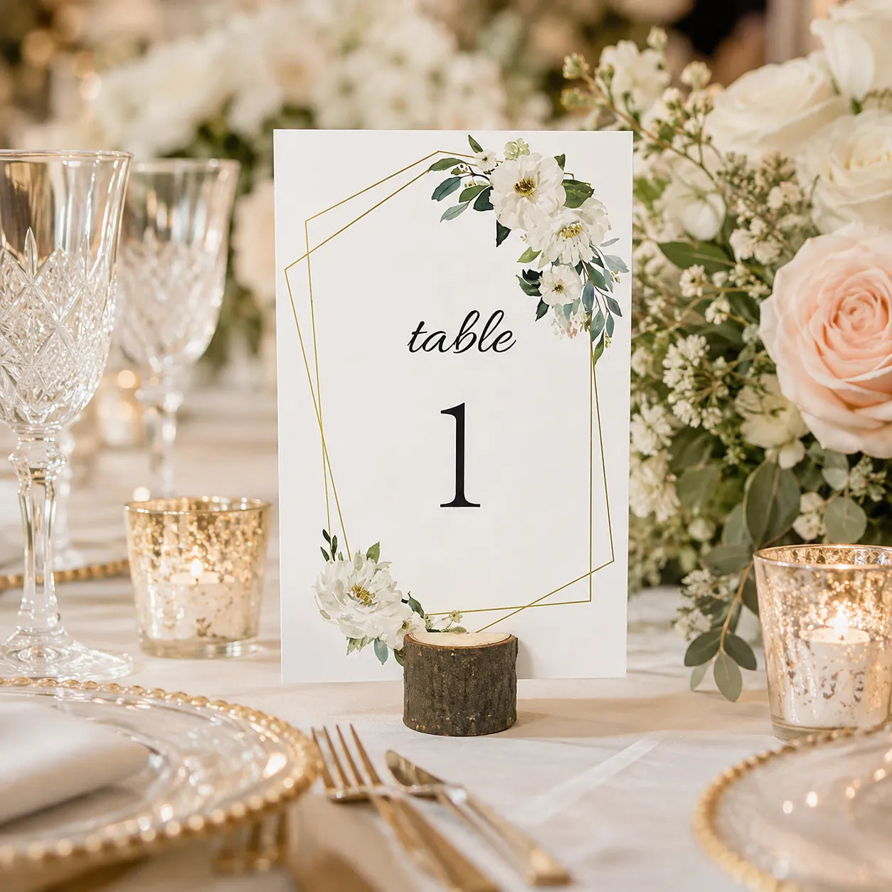Numéro de Table Mariage Fleuri chic
