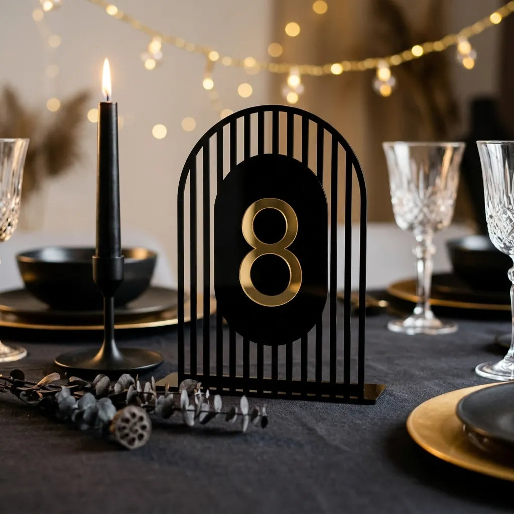Numéro de Table Mariage Noir Original Sobre