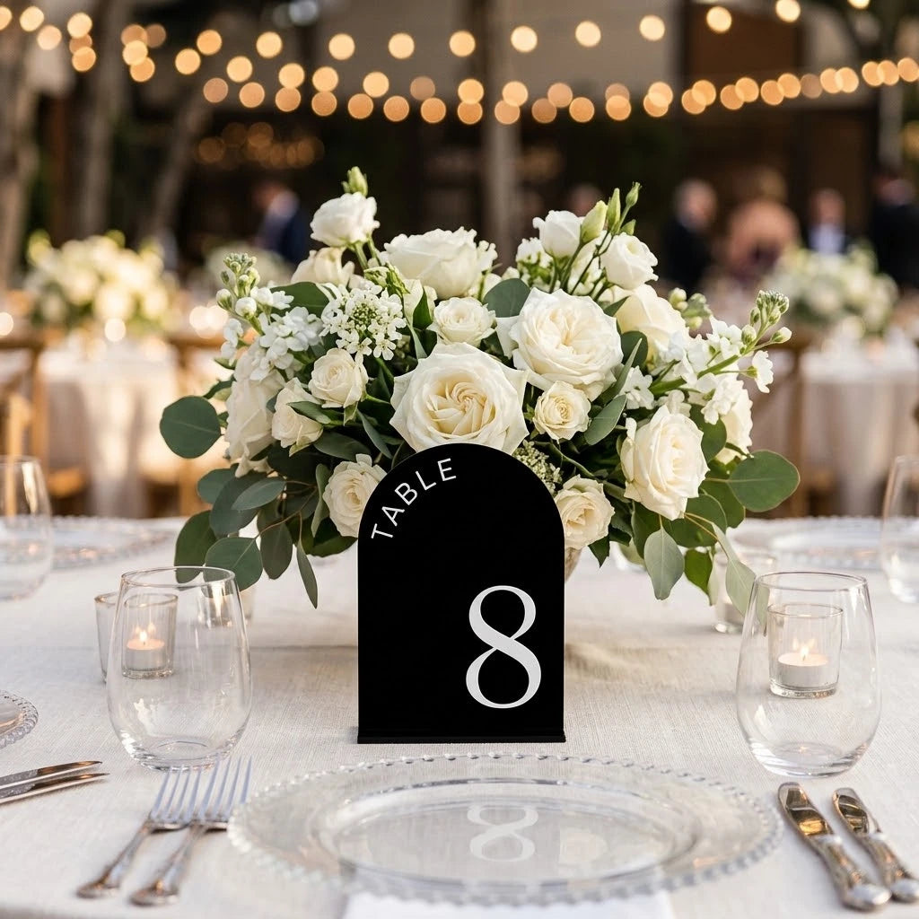 Numéro de Table Mariage Noir élégant