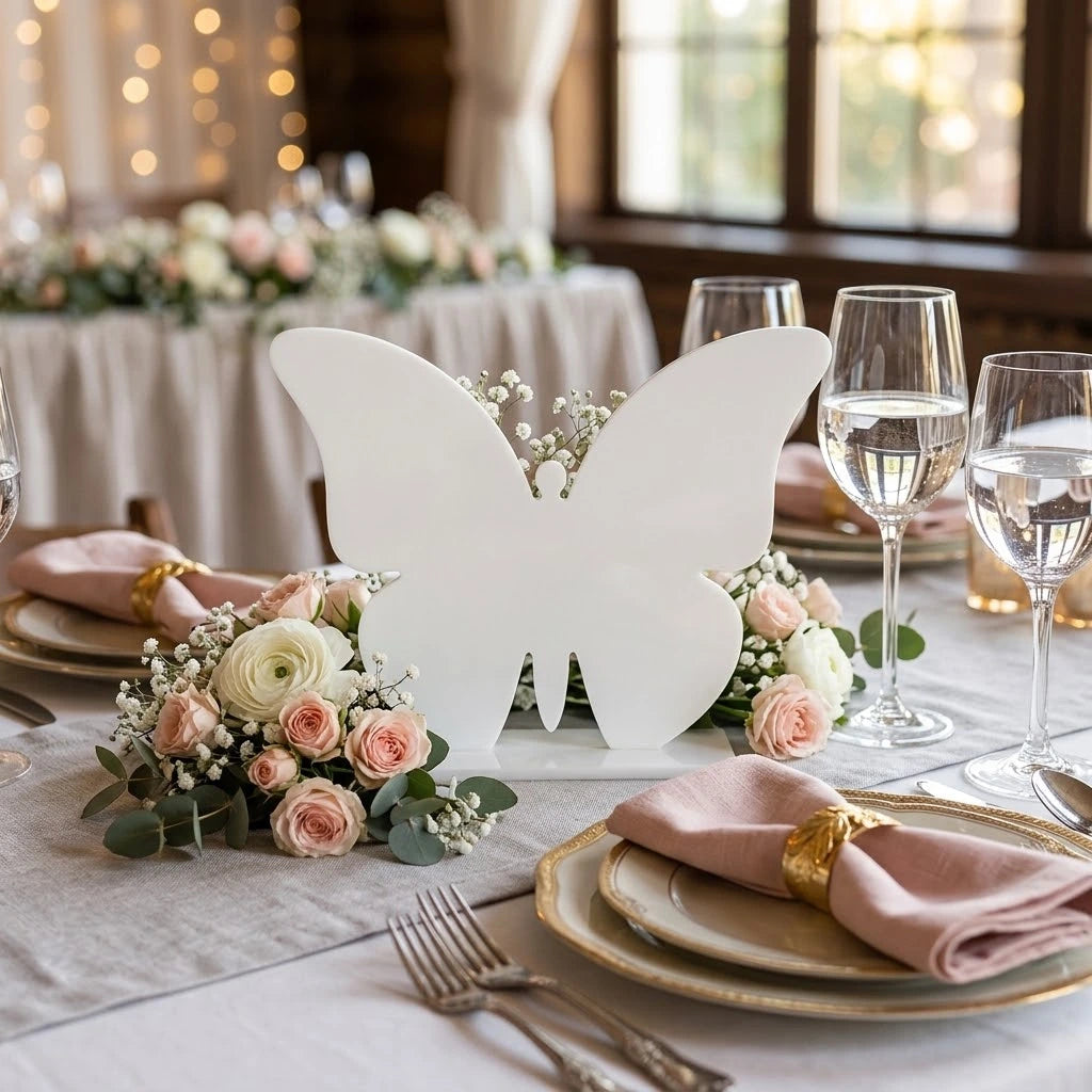 Numéro de Table Mariage Papillon Blanc Vierge élégant 