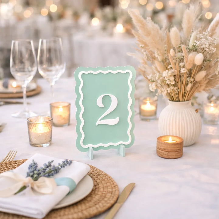 Numéro de Table Mariage Pastel