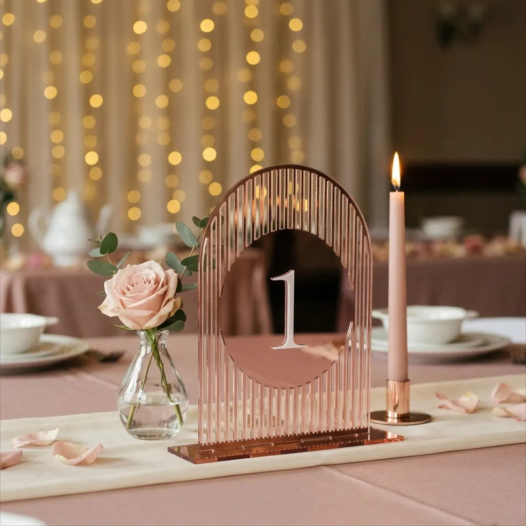 Numéro de Table Mariage Rose Gold glamour Design