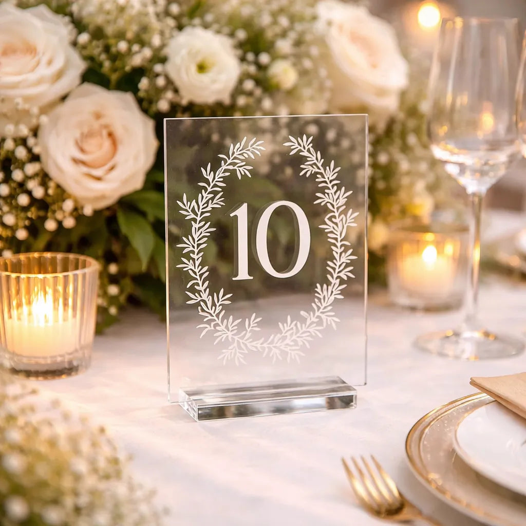 Numéro de Table Mariage Transparent Acrylique stylé Elégant