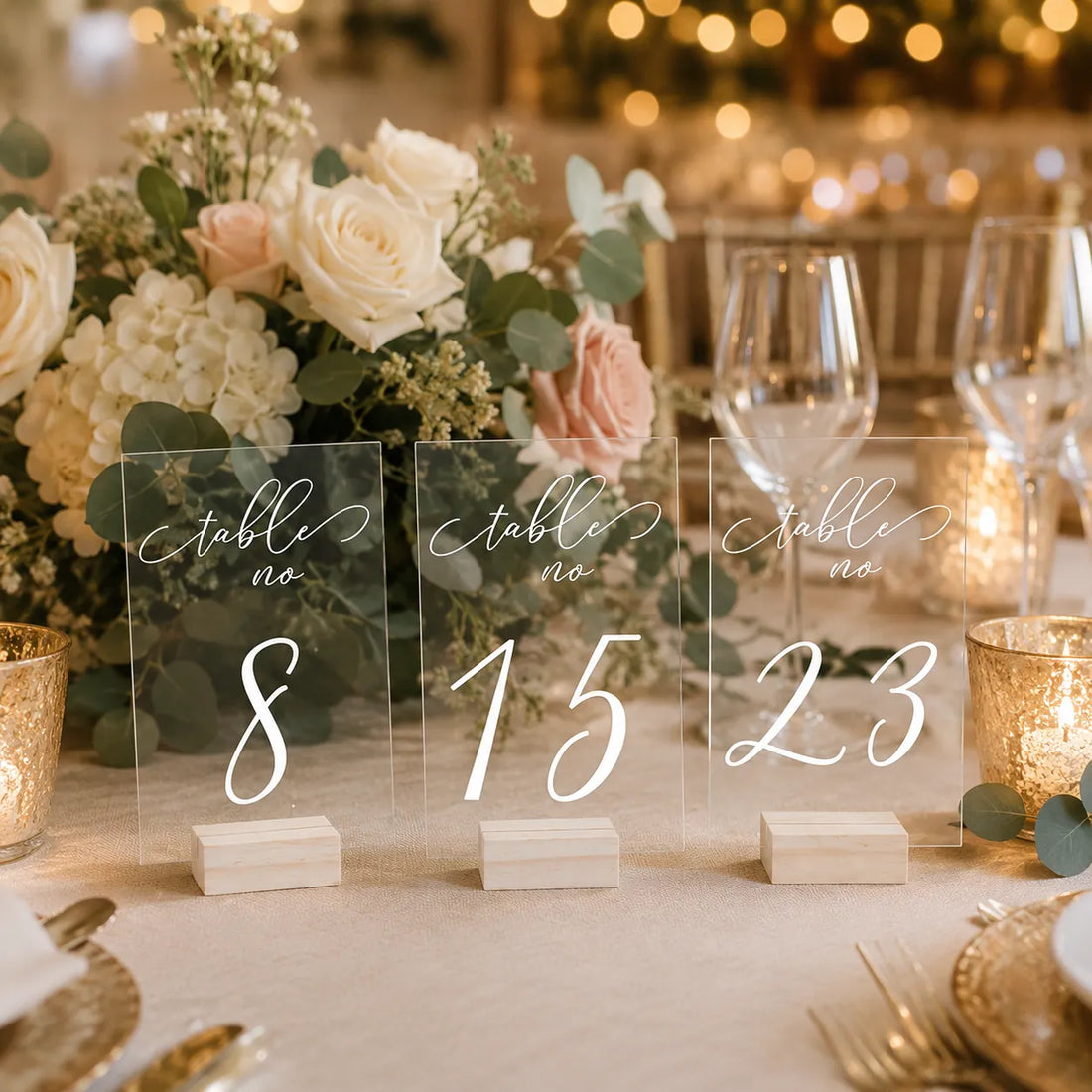 Numéro de Table Mariage Transparent élégant