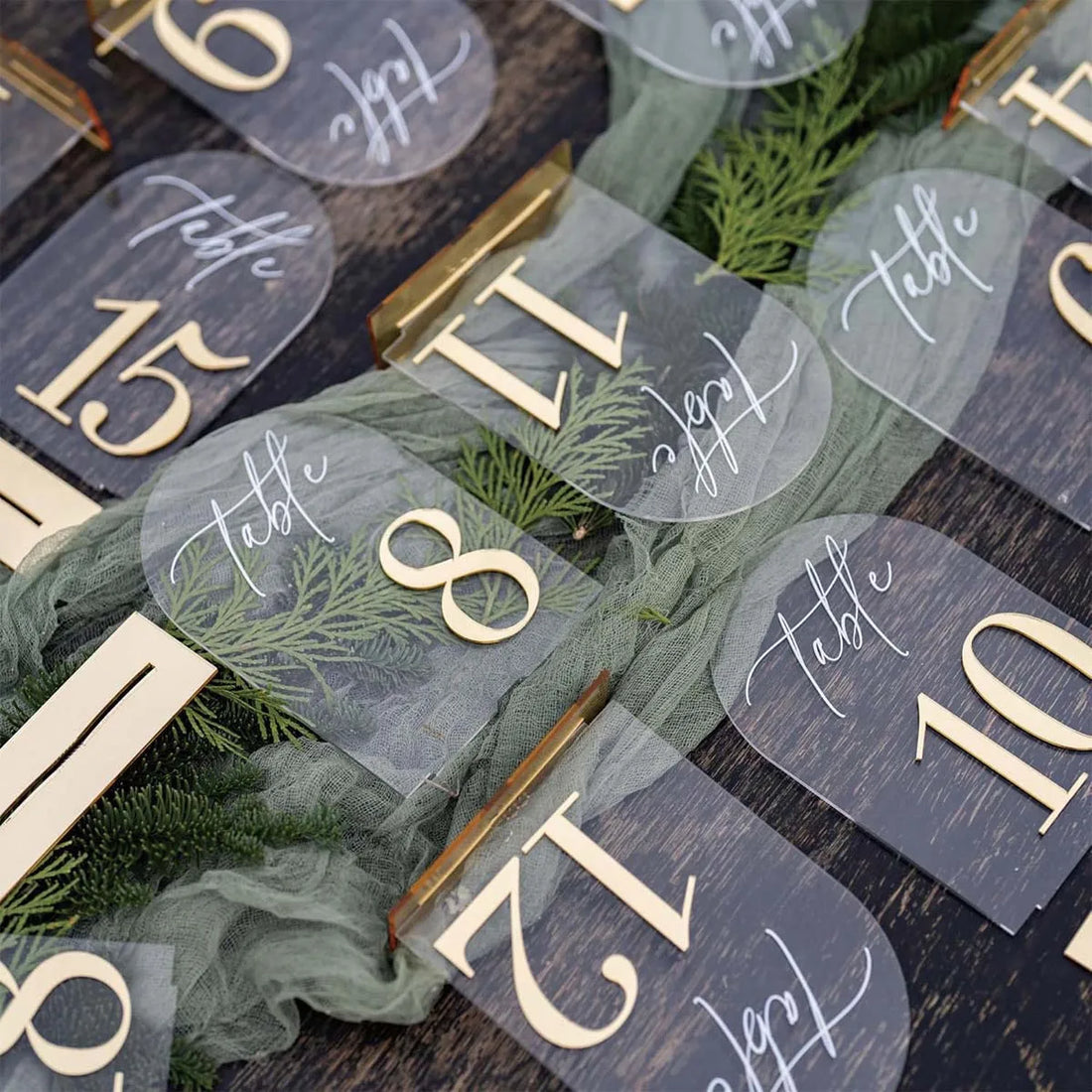 Numéro de Table Transparent Doré Pour Mariage Affirmé