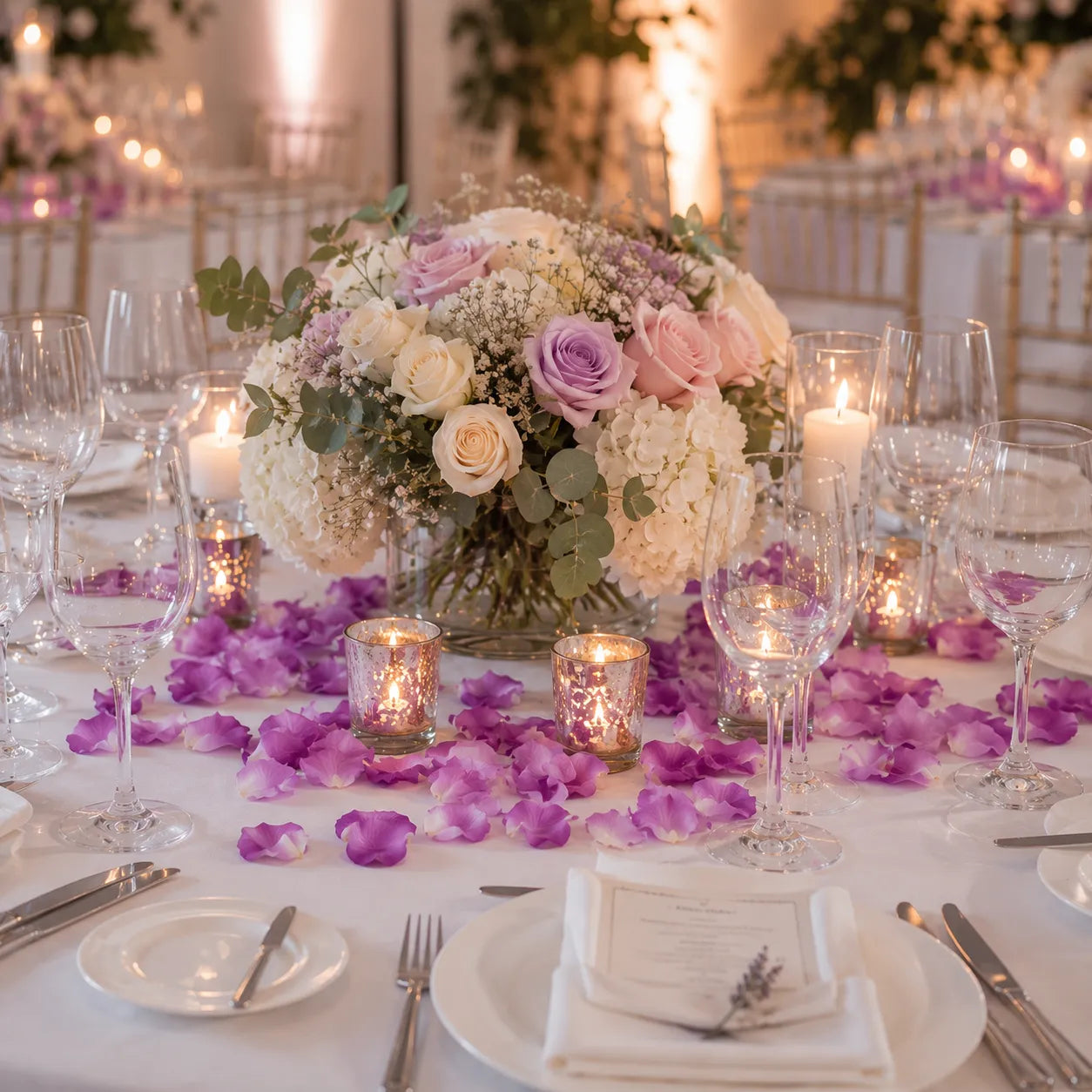 Pétales De Fleurs Artificielles Violet Dégradé Raffinée