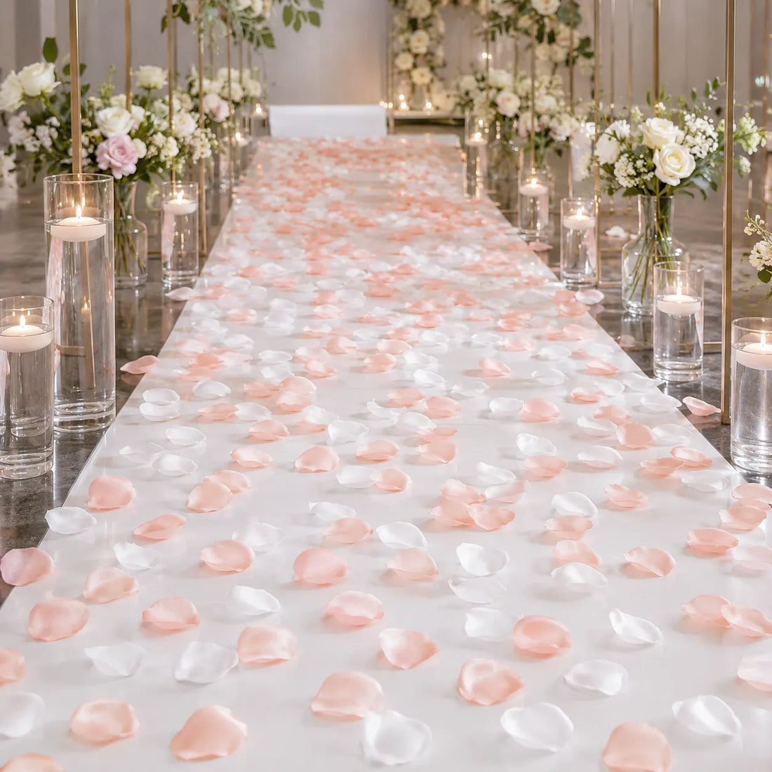 Pétales Mariage Blancs et Roses Raffinée