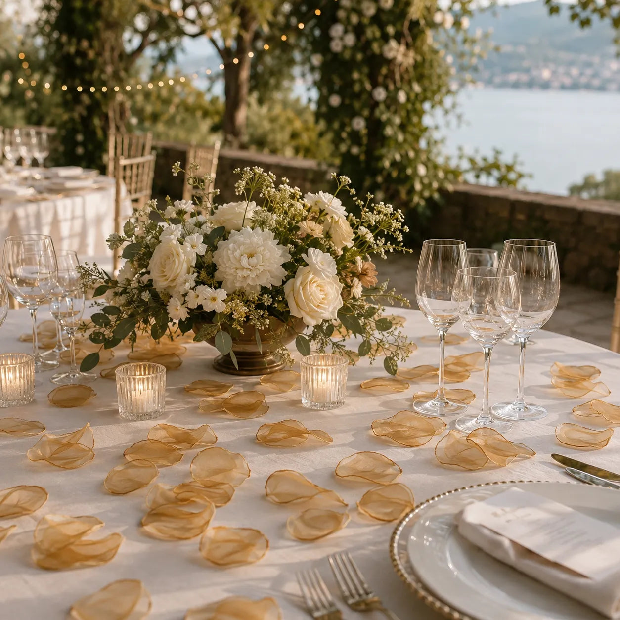 Pétales Mariage en Mousseline Gold Raffinée