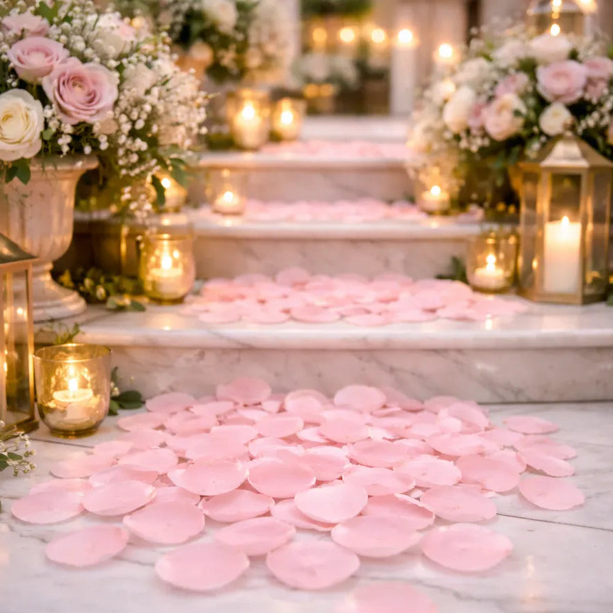 Pétales Rose Pêche en Mousseline Chic