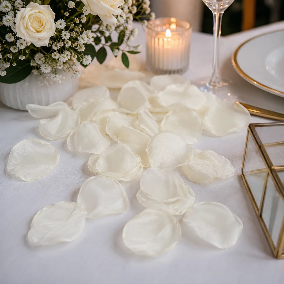 Pétales de Fleurs Blancs en Mousseline de Soie Chic