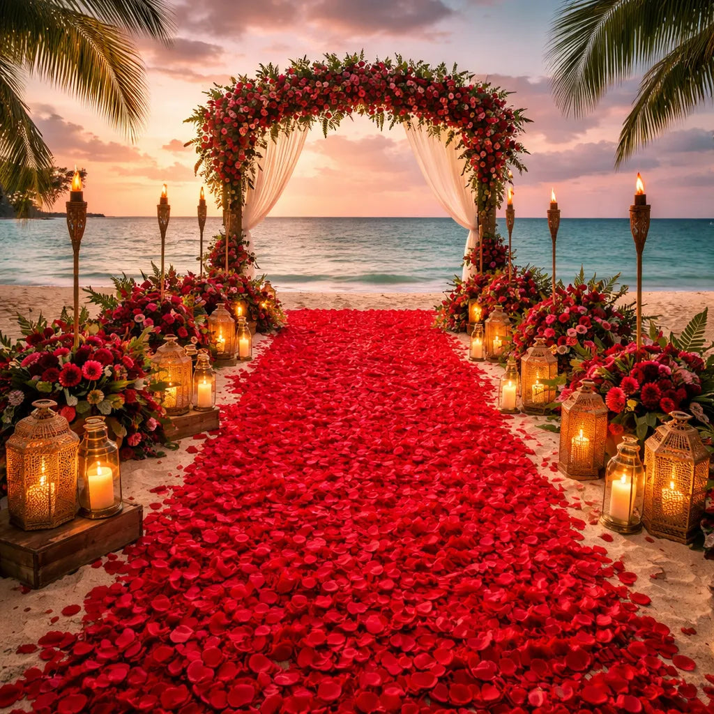 Pétales de Fleurs Bordeaux Mariage Romantique