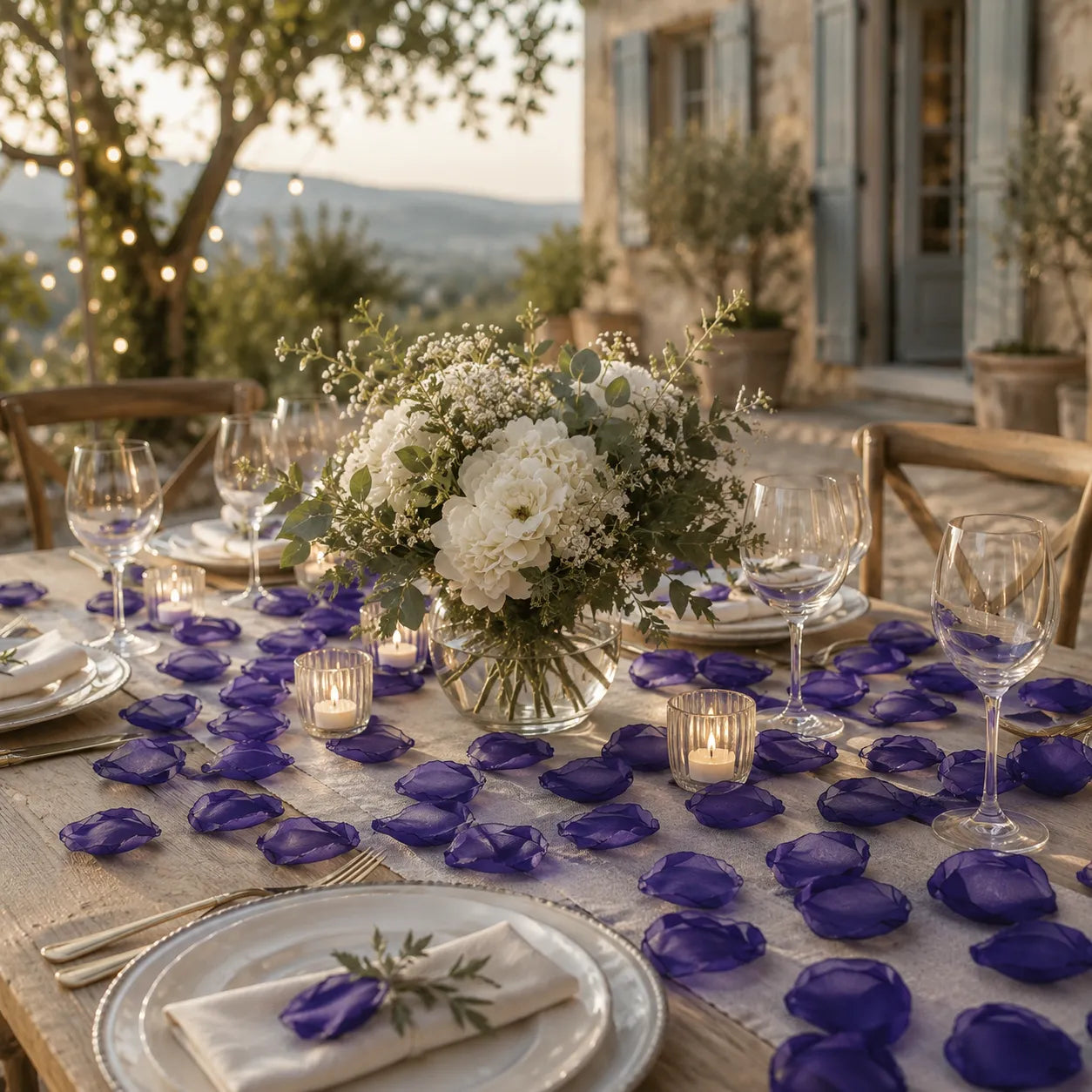 Pétales de Fleurs Mariage Bleu Raffinée