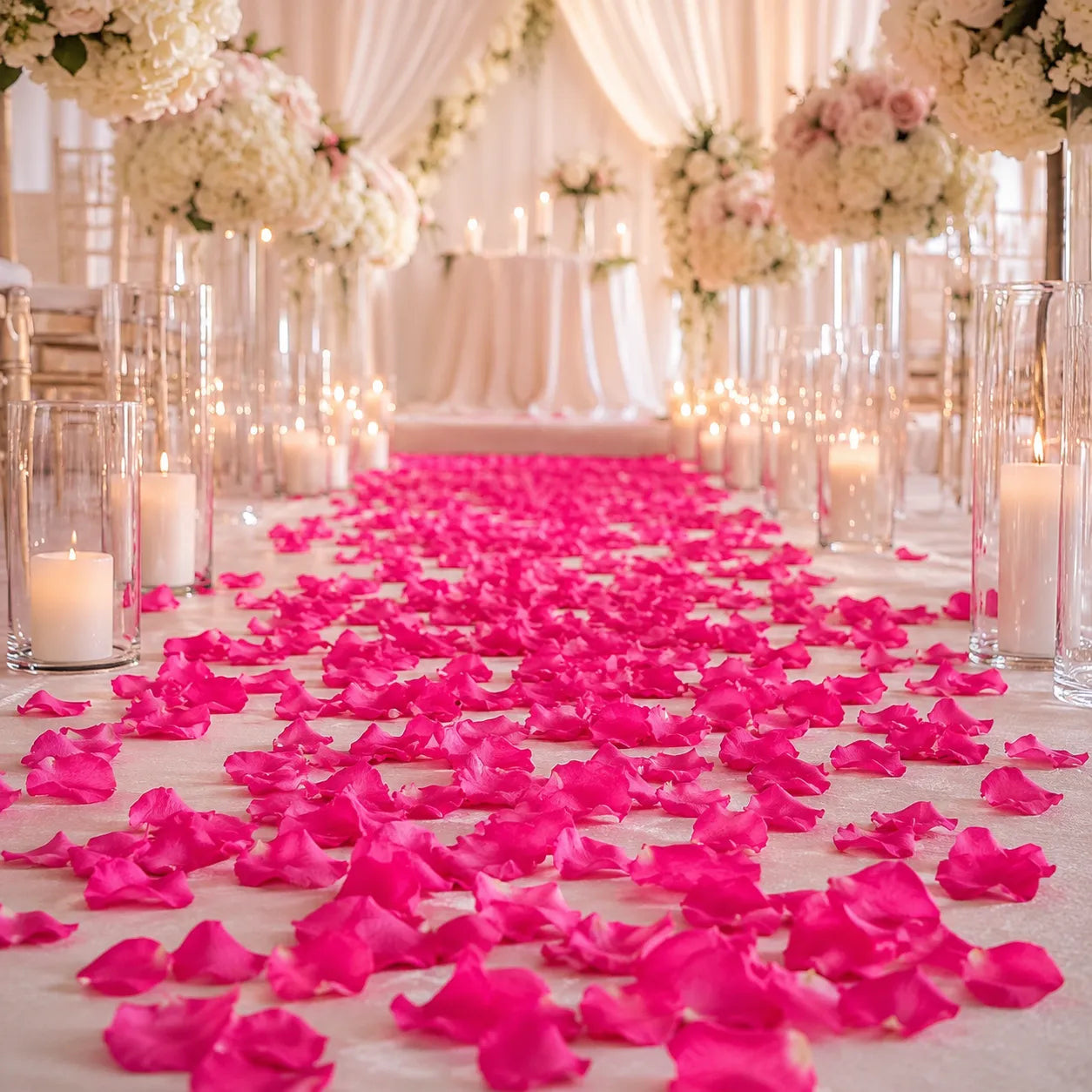 Pétales de Fleurs Mariage Fuchsia Raffinée