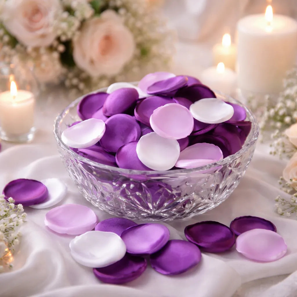 Pétales de Fleurs Violet et Blanc Raffiné