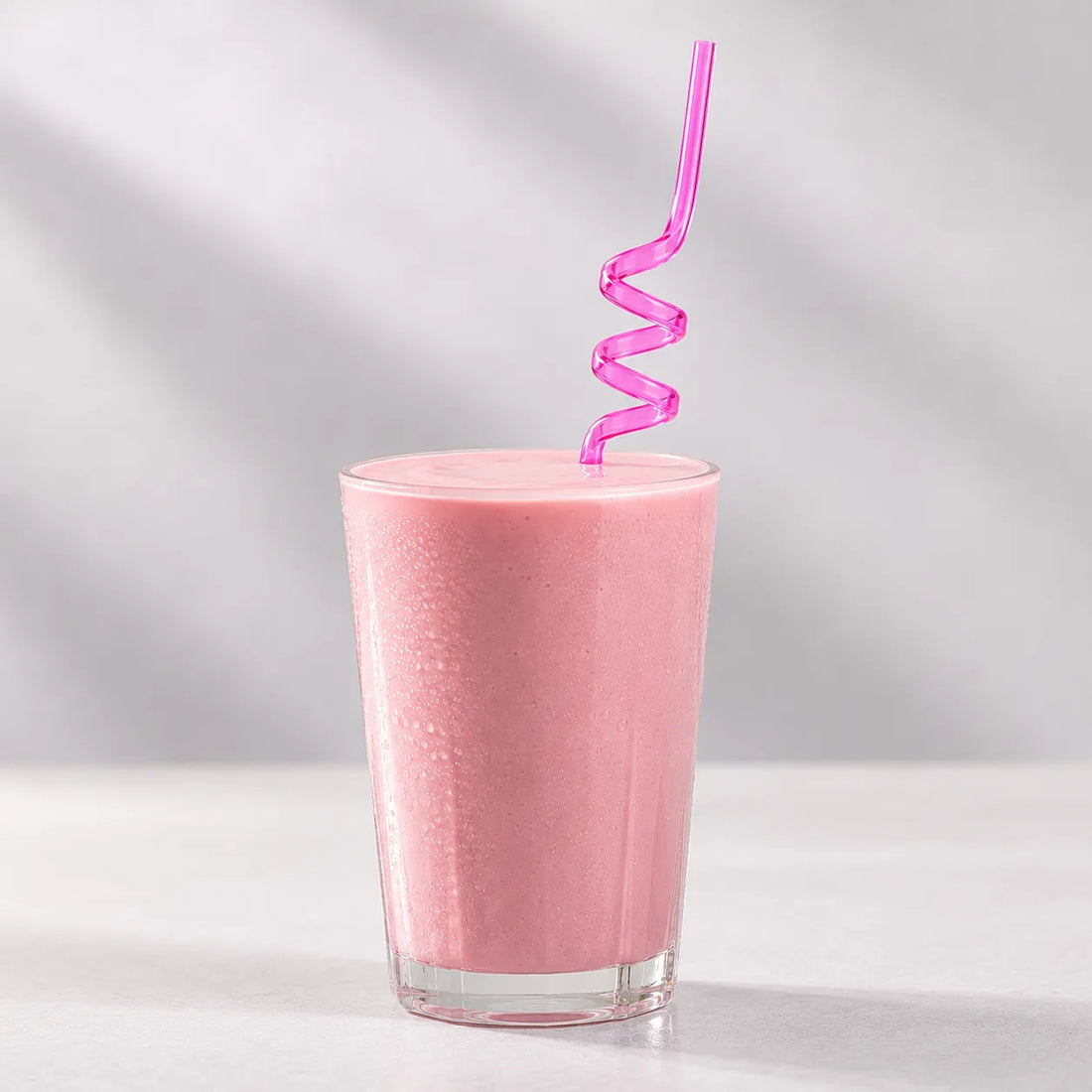 Paille En Plastique Hélicoïdale Rose Stylée
