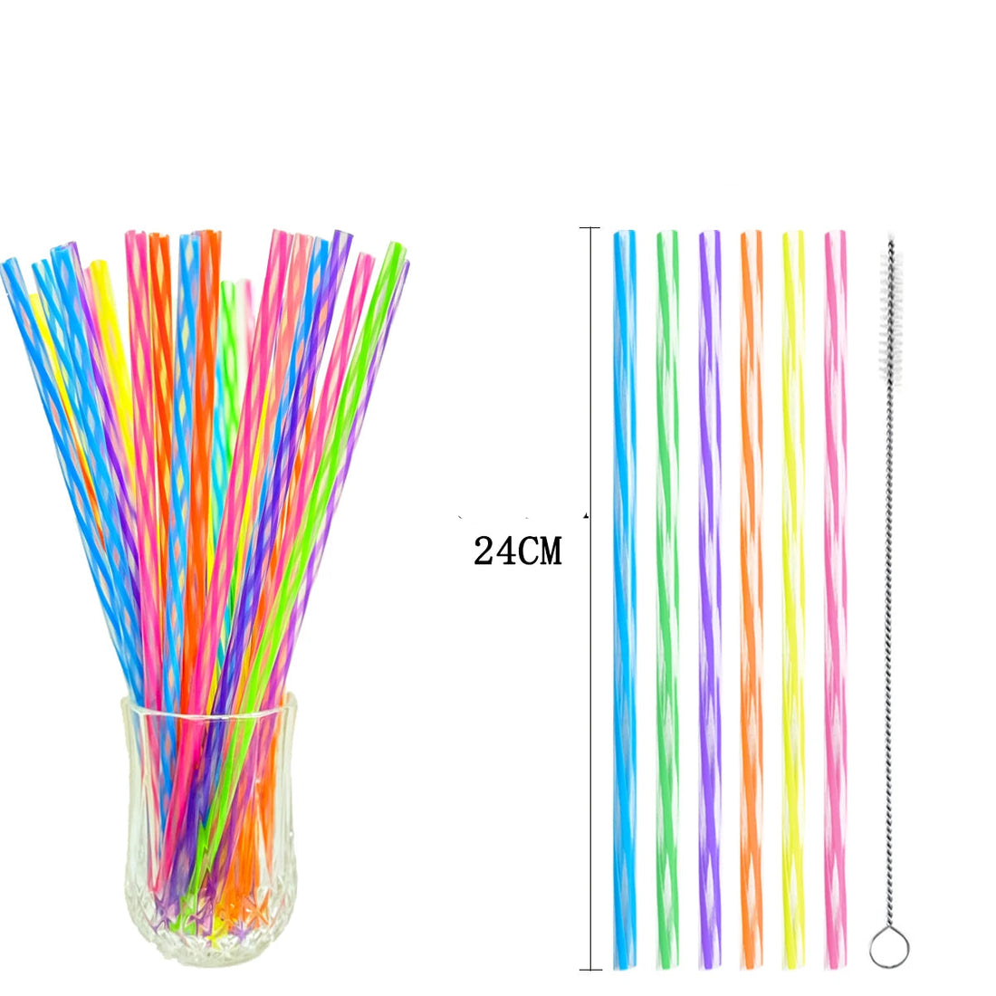 Paille En Plastique Longue Bicolore Unique