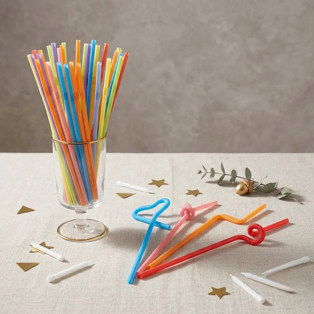 Paille En Plastique Multicolore Festive