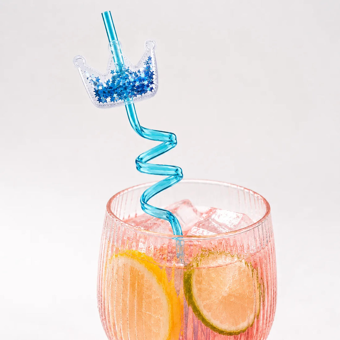 Paille en Plastique Spirale Couronne Pailletée Stylée