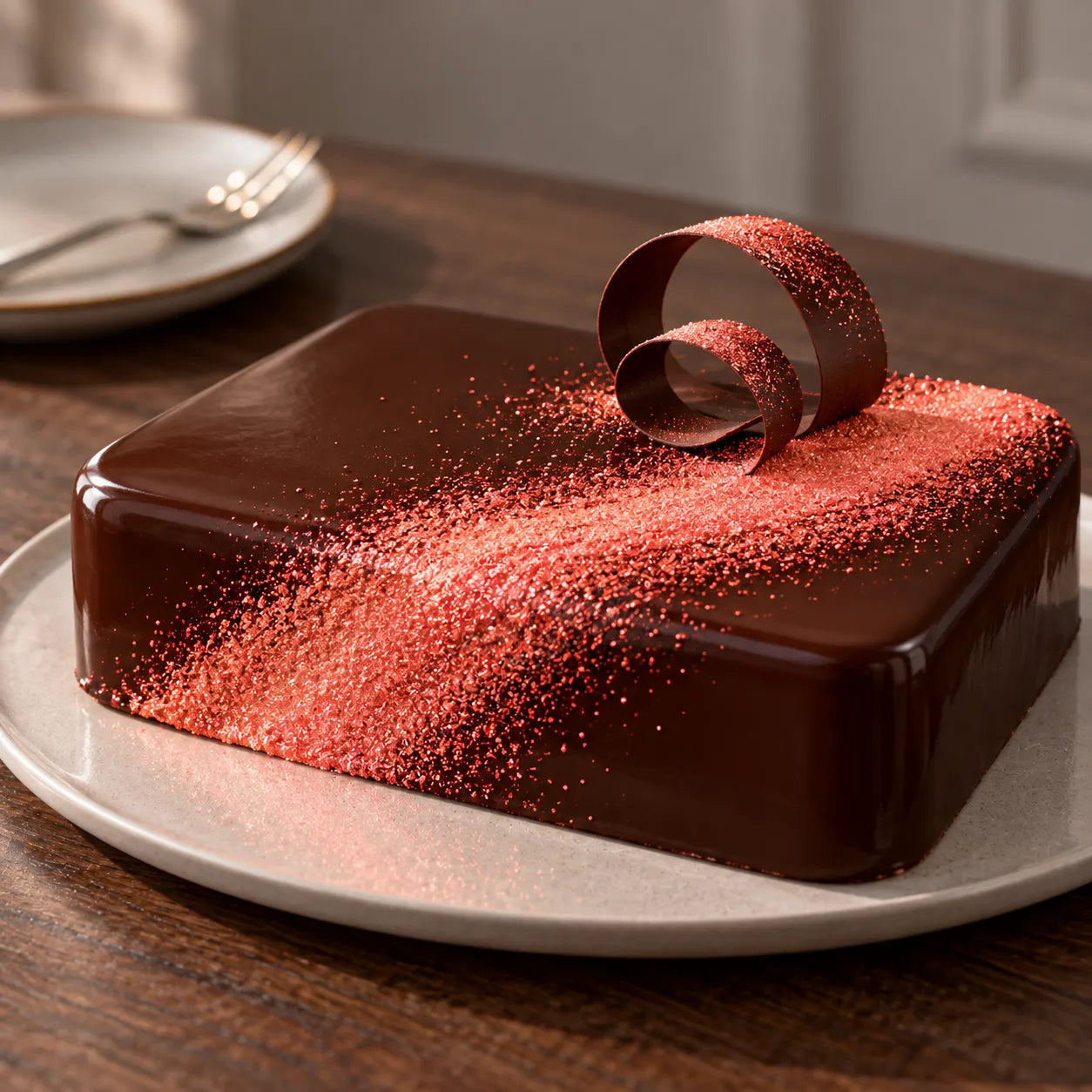 Paillette Comestible Rouge Gâteau Moderne
