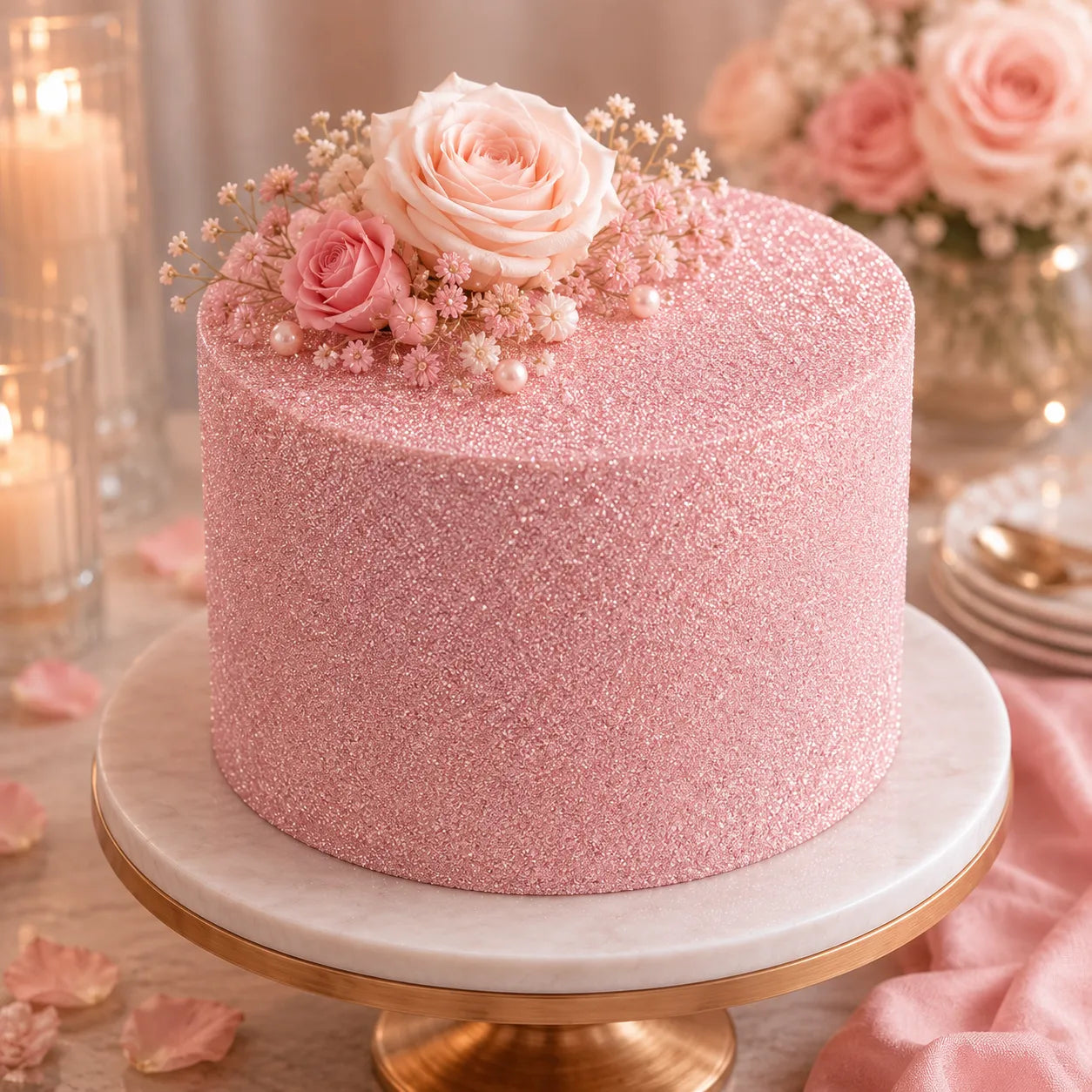 Paillettes Rose Gâteau Romantique